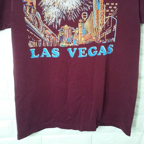Vintage 70s-80s Miller USA T-Shirt M(38/40) Las Vegas Fremont Single Stitch Plum - Picture 4 of 11